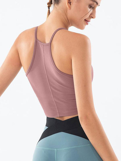 Sexy Solid Spaghetti-Neck Breathable Sports Bra