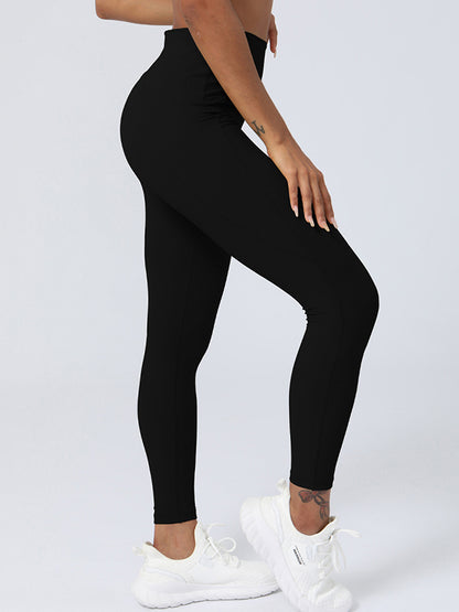 Wrap High-Waisted Pockets Solid Color Leggings