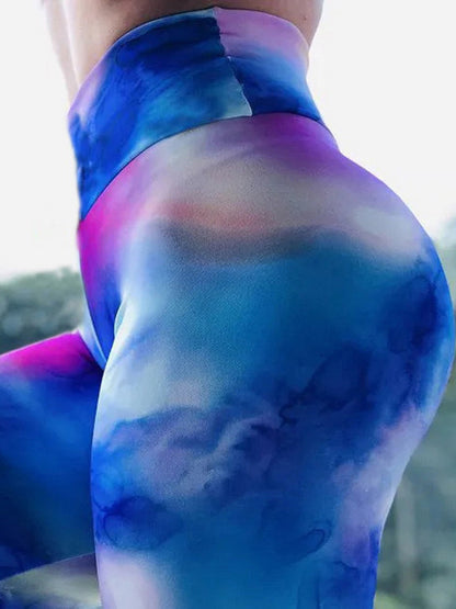 Tie-Dyed High-Waisted Quick Dry Flexible Running Leggings