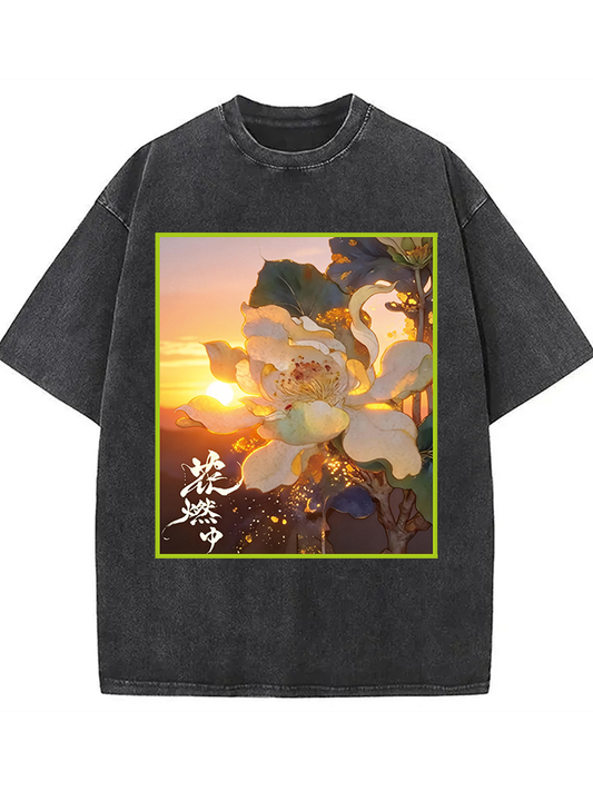 Lotus Adorned With Golden Specks Washed T-shirt
