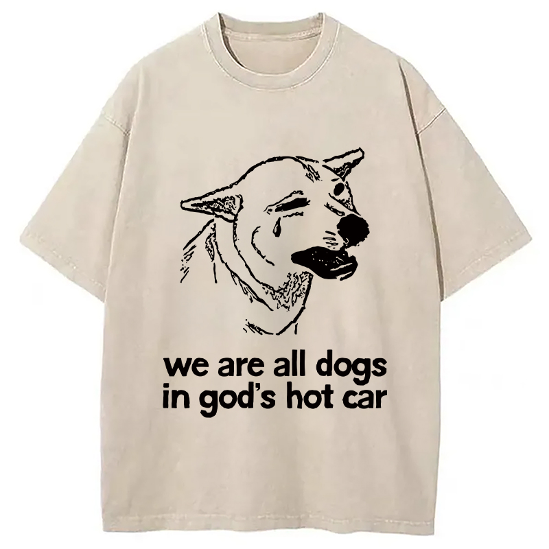 Sad Dog Funny Washed T-shirt