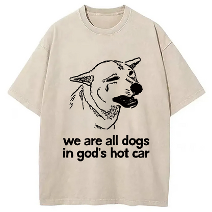 Sad Dog Funny Washed T-shirt