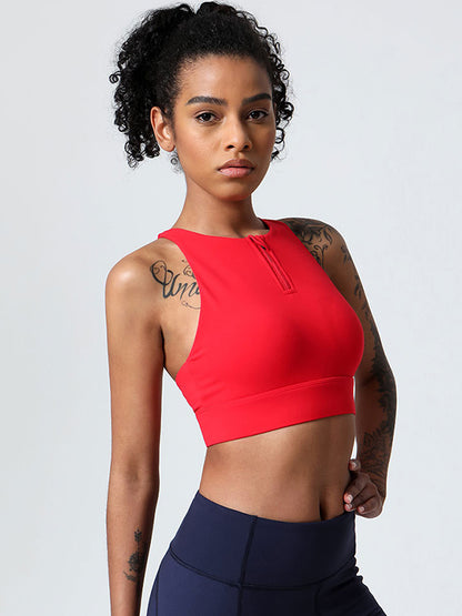 Zip Back Crossover Sports Bra