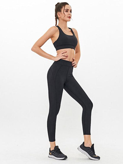 Wrap Cross Back Solid Yoga Suits