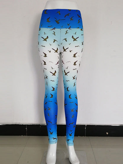 Sea Mew Printed Flexible Sports Leggings