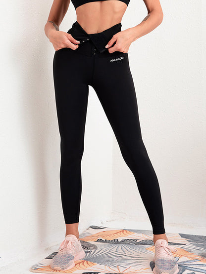 Multi-Breasted Solid Color Sports Yoga Leggings