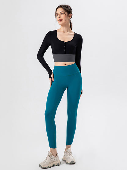 Skinny Leg Wrap Breathable High-Waisted Hollow Solid Color Leggings