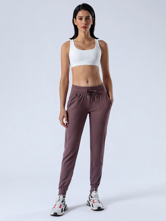 Solid Color Breathable Stitching Athletic Pants