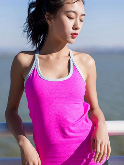 Solid Color Back Bandage Sports Tanks