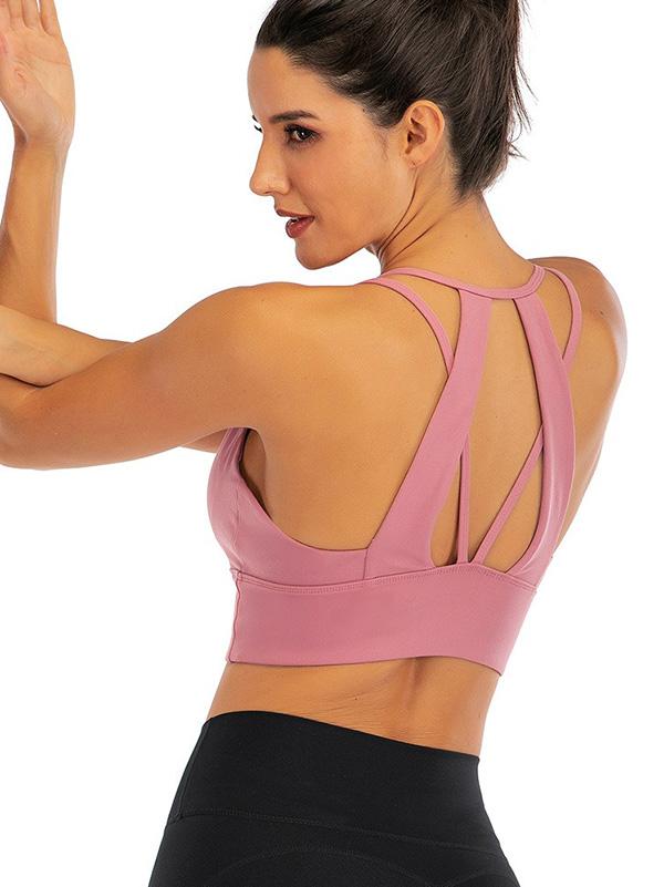 Wrap Solid Color Back Cross Sports Bra