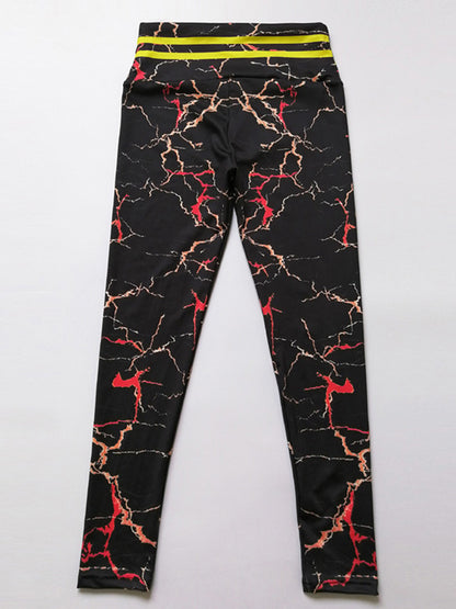 Marble Printed Breathable Wrap Sports Leggings