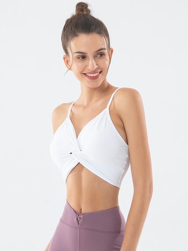 Solid Wrap Quick Dry Spaghetti-Neck Bra