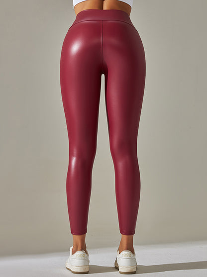 Skinny Wrap High-Waisted Solid Color Leggings