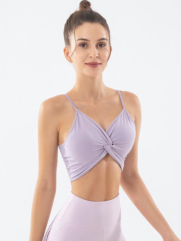 Solid Wrap Quick Dry Spaghetti-Neck Bra