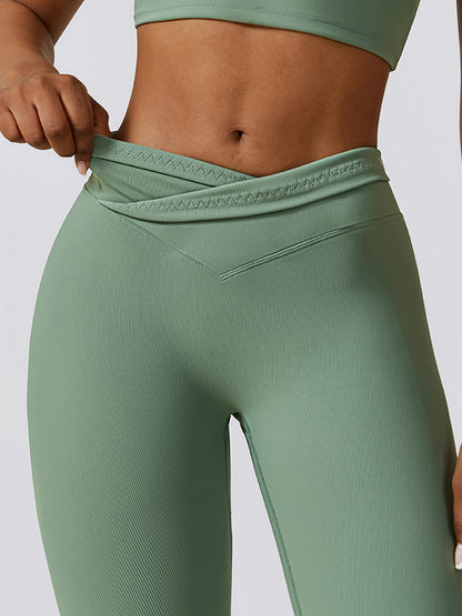 Flared Pants Skinny High-Waisted Solid Color Yoga Bottoms