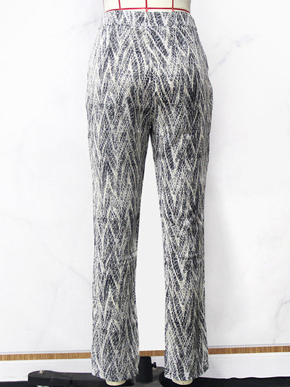 Skinny Wrap Buttoned High-Waisted Printed Casual Pants Bottoms