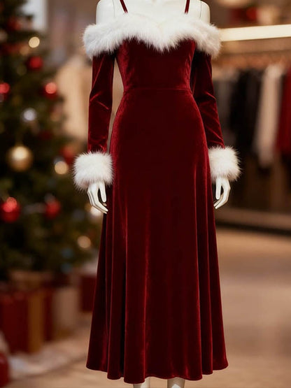 Women'S Casual Christmas Color-Blocked Dress