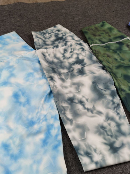 Stylish Tie-Dyed High Waisted Hips Lift Wrap Sport Leggings