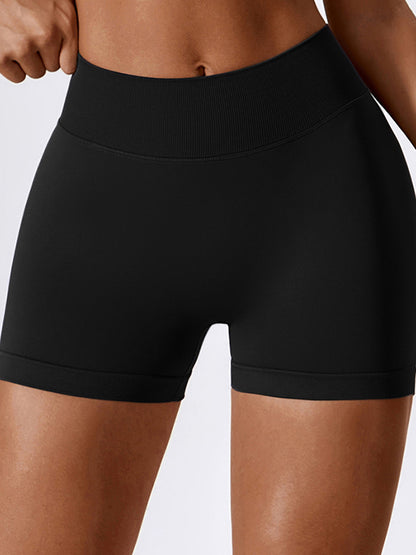 Wrap Solid Color Seamless Tummy Lifting Sports Shorts