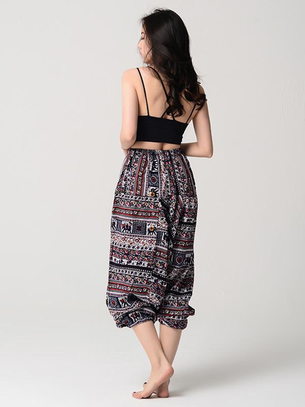 National Printed Loose Bloomers Yoga Bottoms