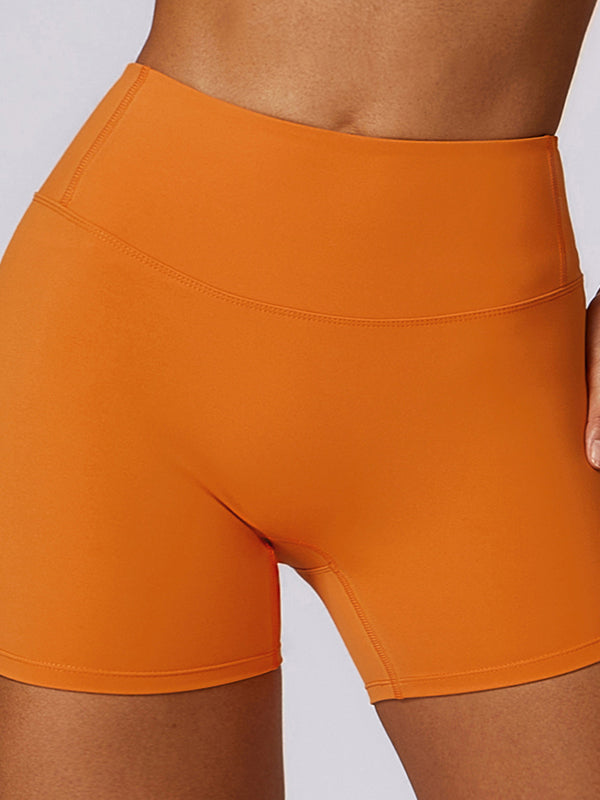 Skinny Leg High-Waisted Solid Color Shorts Sports Shorts