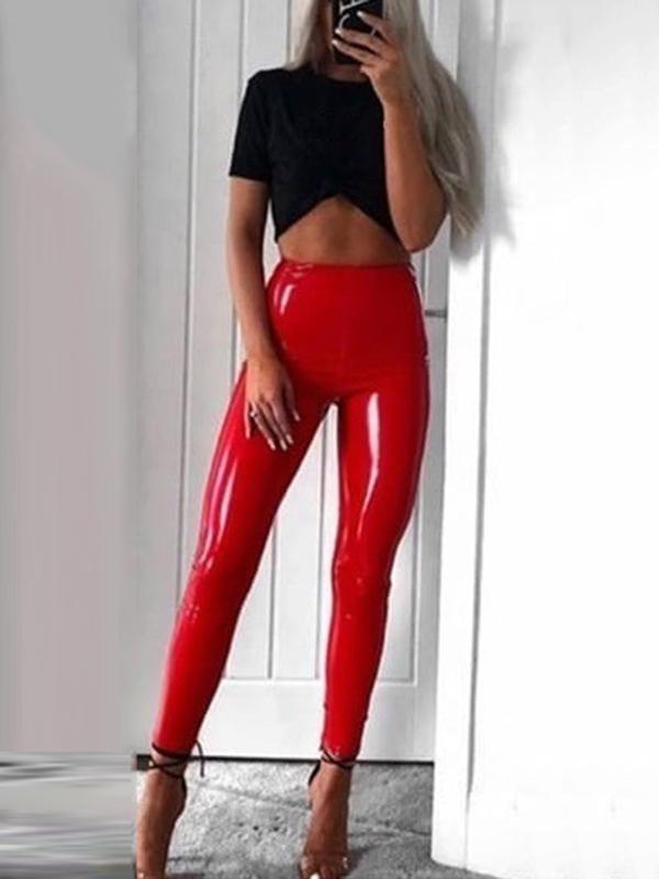 Sexy Solid Color High-Waisted Reflective Sports Leggings