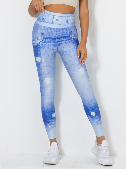 Digital Print Denim Blue Athletics Leggings