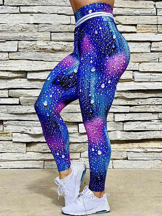 Casual Raindrop Printed High Waisted Yoga Leggings