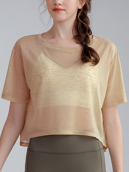 Loose Solid Color Round-Neck T-Shirts