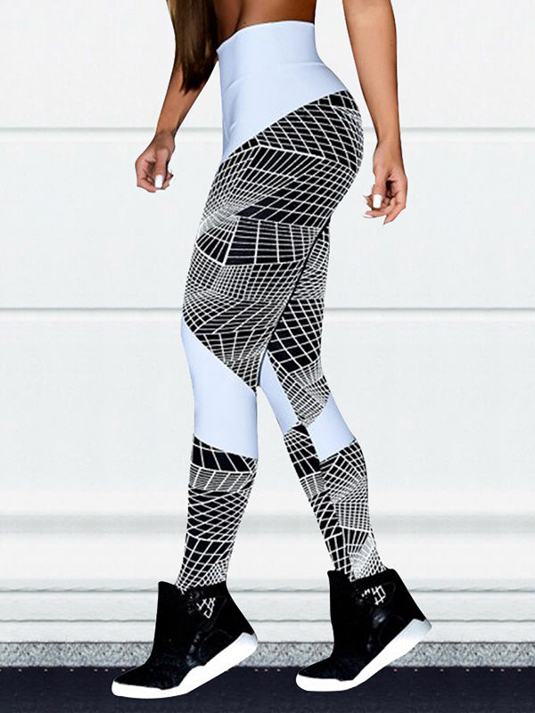 Contrast Color Printed Wrap Yoga Leggings