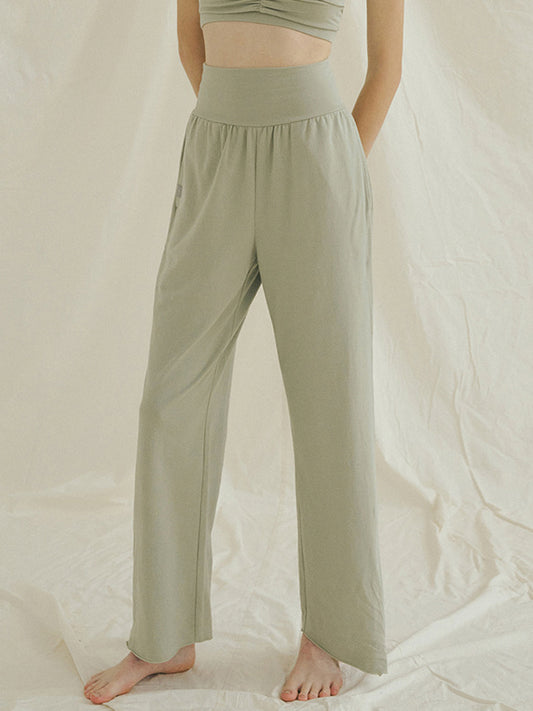 Loose Bandage Pockets Solid Color Split-Side Sports Pants