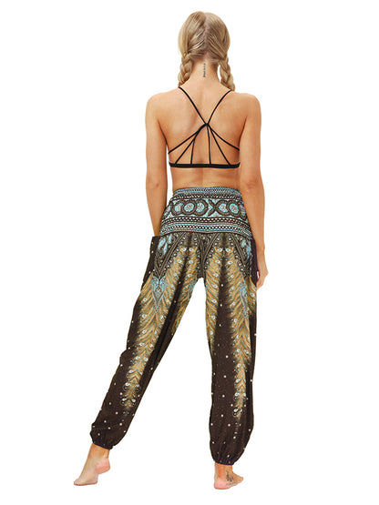 Leisure Digital Printing Wide-Leg Loose Yoga Bloomers