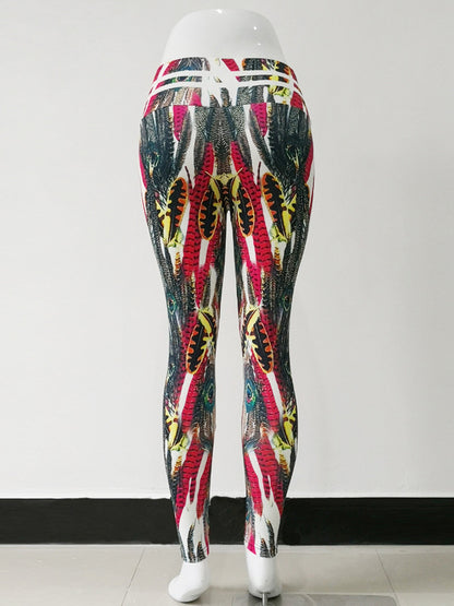 Leaves Print High Waisted Leggigns