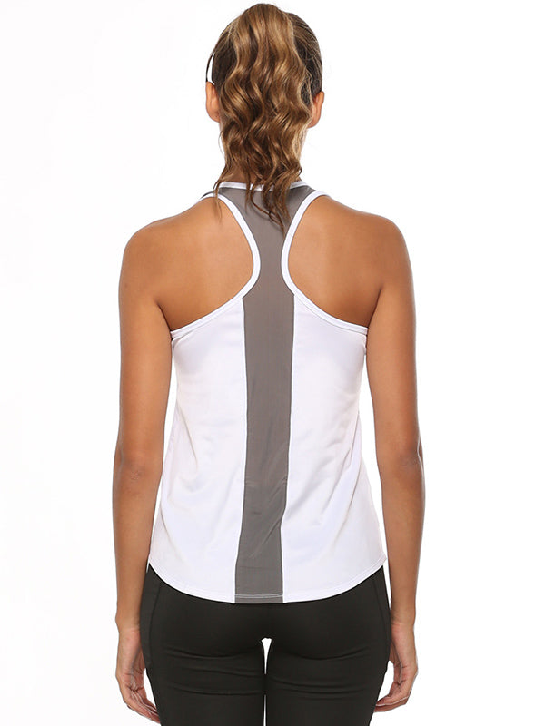 Loose U Collar Backless Breathable Silky  Soild  Vest