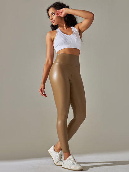 Skinny Leg Wrap High-Waisted Solid Color Leggings