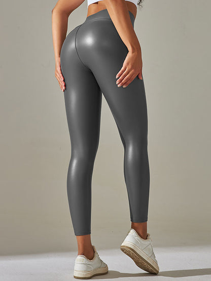 Skinny Leg Wrap High-Waisted Solid Color Leggings