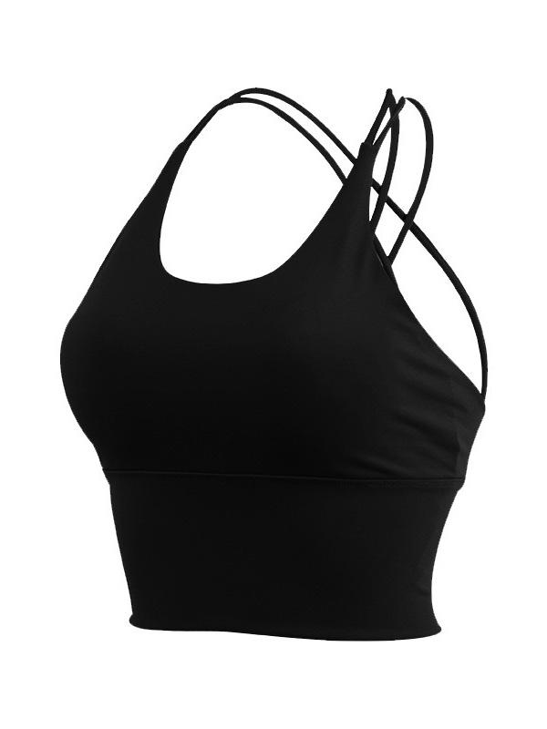 Solid Wrap Backless Sports Bra