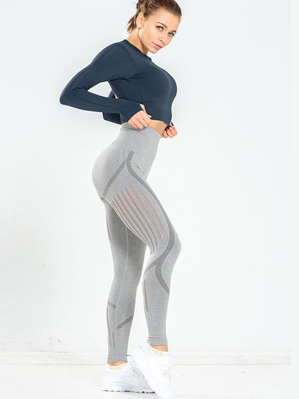 Sexy Solid Hollow Peach Hip Yoga Leggings