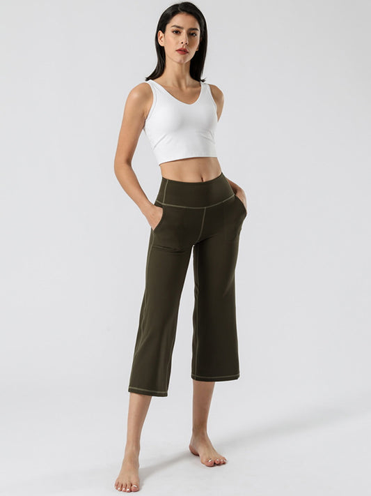 Flexible Solid Color Straight-Leg Pants