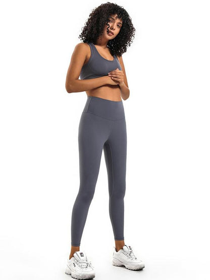 Wrap High-Waisted Solid Color Sports Leggings