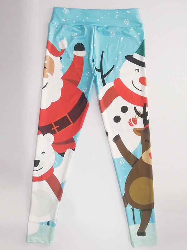 Adorable Christmas Print Breathable Wrap Sports Leggings