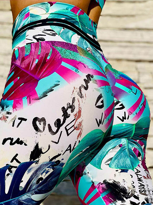 Dazzling Print Hips-Lift Shaped High Waisted Sport Leggings