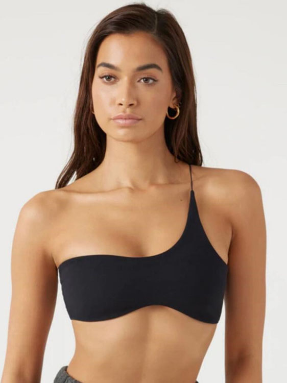 Solid Color One-Shoulder Sports Bra