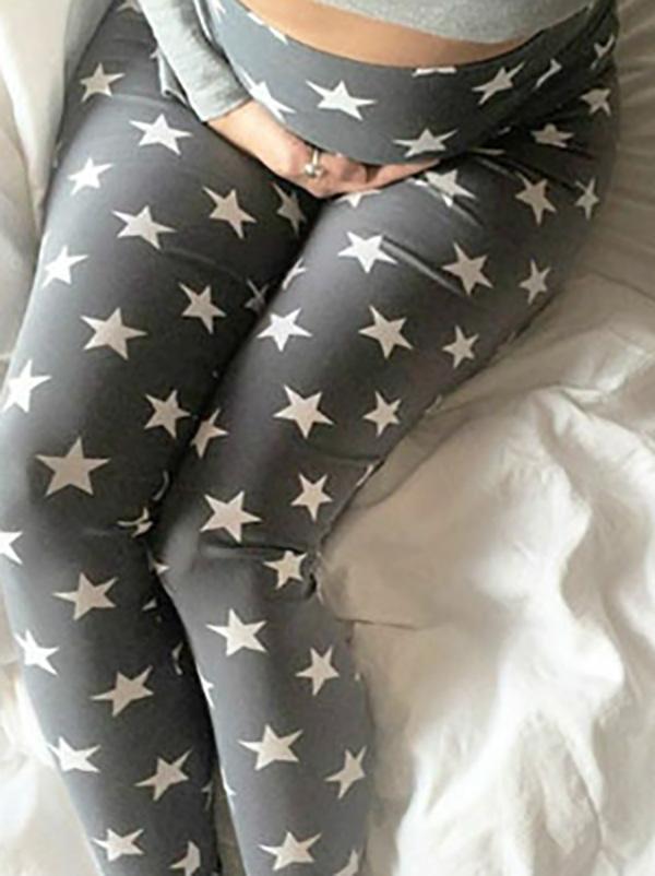 Maternity Printed Elastic Waistband  Casual Pants Bottoms