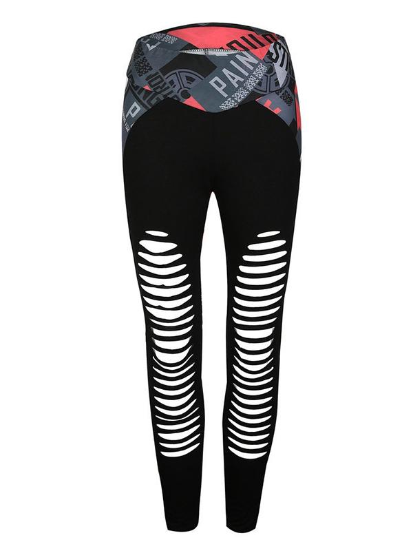 Fashion Wrap Printed Hollow Sports Leggings