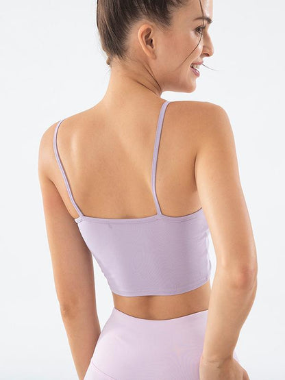 Solid Wrap Quick Dry Spaghetti-Neck Bra