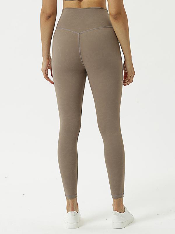 Solid Color High-Waisted Sports Leggings