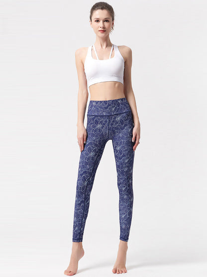 High-Waist Printed Sports Leggings