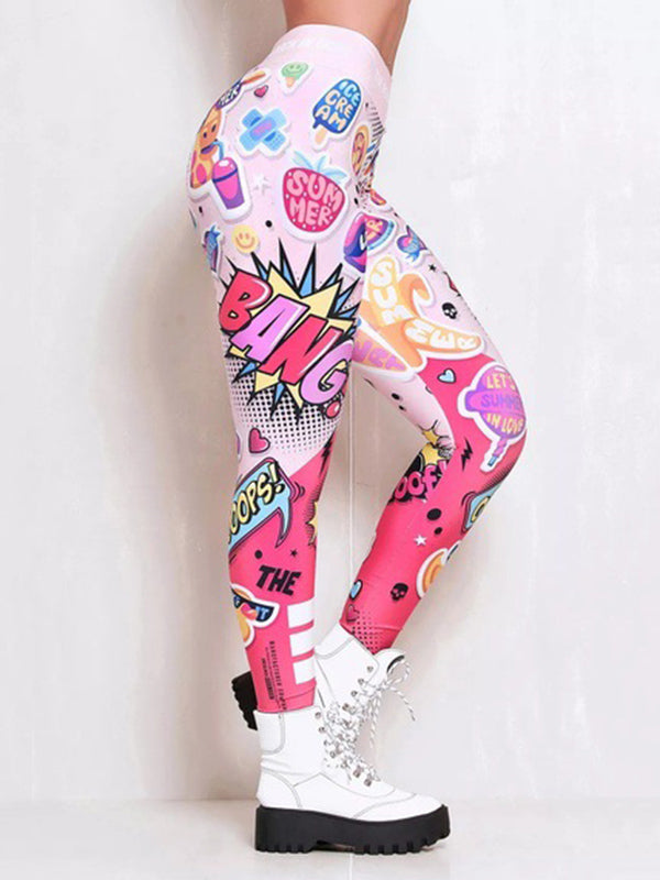 Printed High Waisted Flexible Sports Leggings