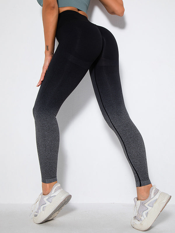 Seamless Gradient Hips-Lift Running Sport Leggings